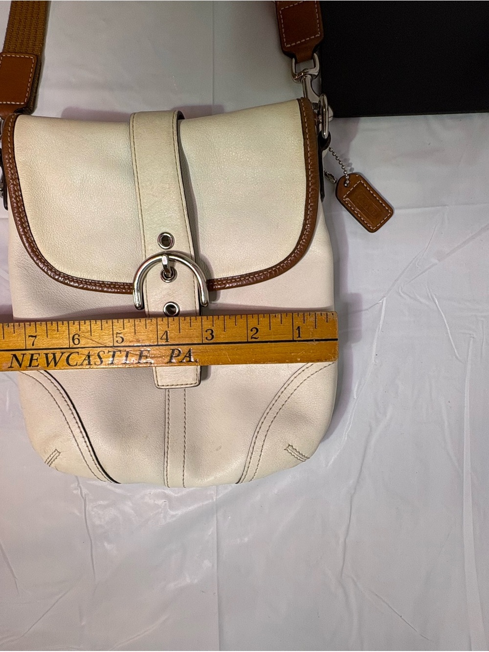 Coach Vintage Tan Leather-Trim Crossbody / Shoulder Bag - Picture 3 of 10